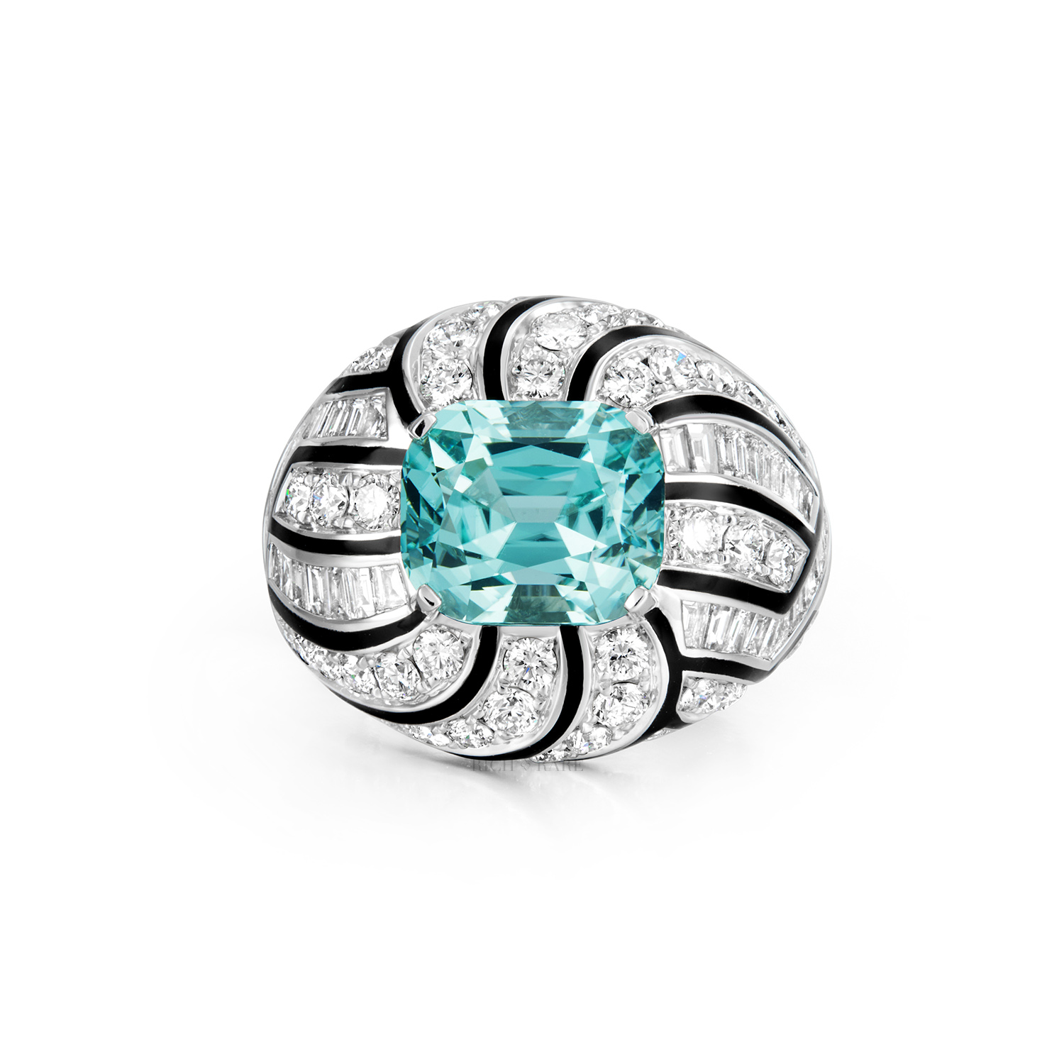 BLUE TOURMALINE, ENAMEL AND DIAMOND RING